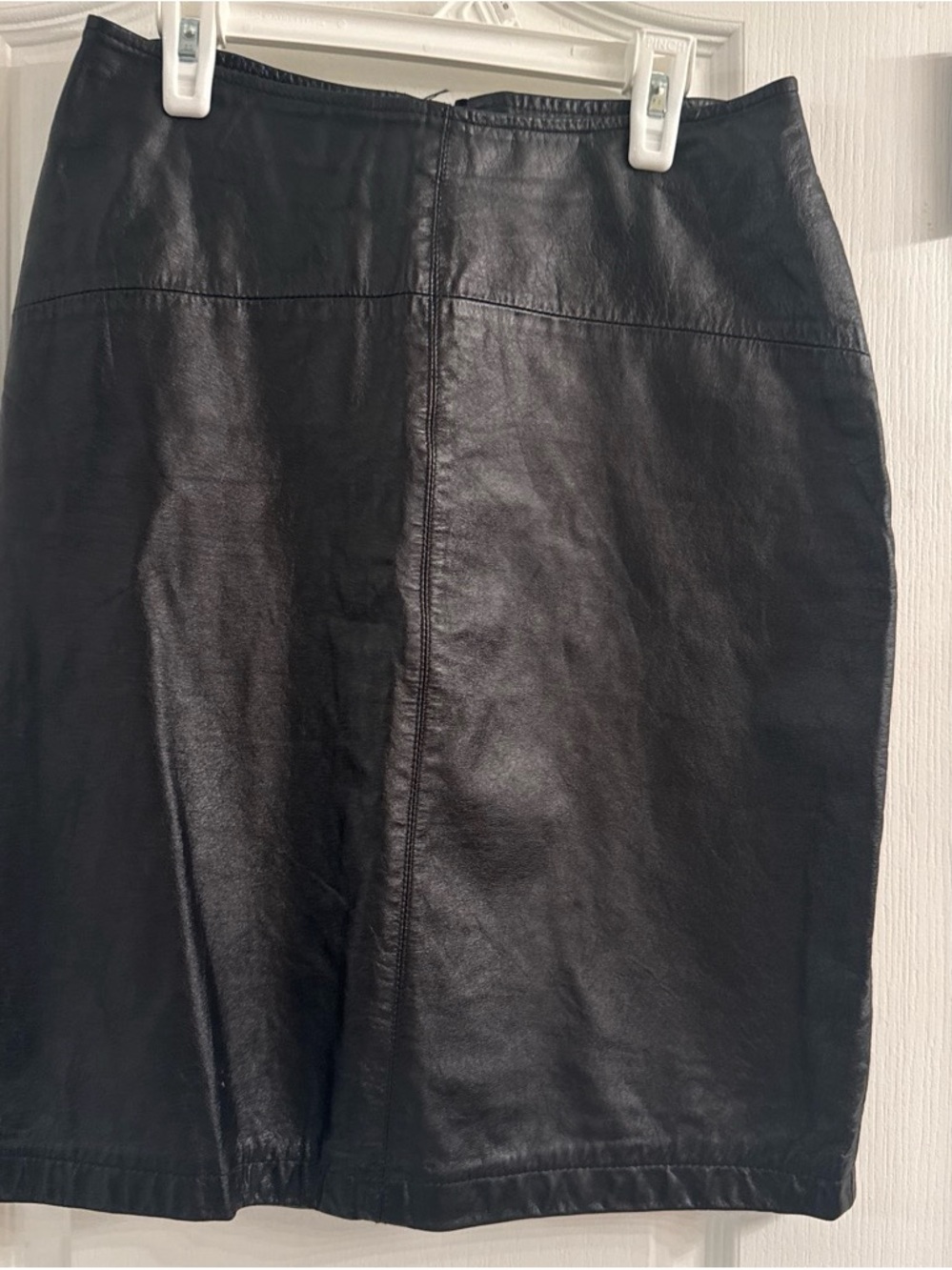 Classic Black Leather Pencil Skirt